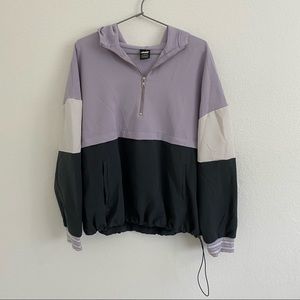 purple white and grey windbreaker